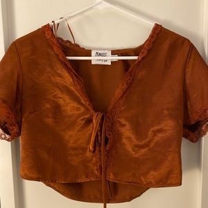 Princess Polly vintage tie up top rust